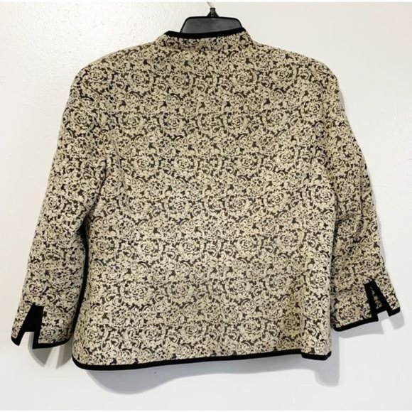 Doncaster Collection Blazer 12 XL Black Jacquard Open Viscose Silk Lined - Picture 2 of 8